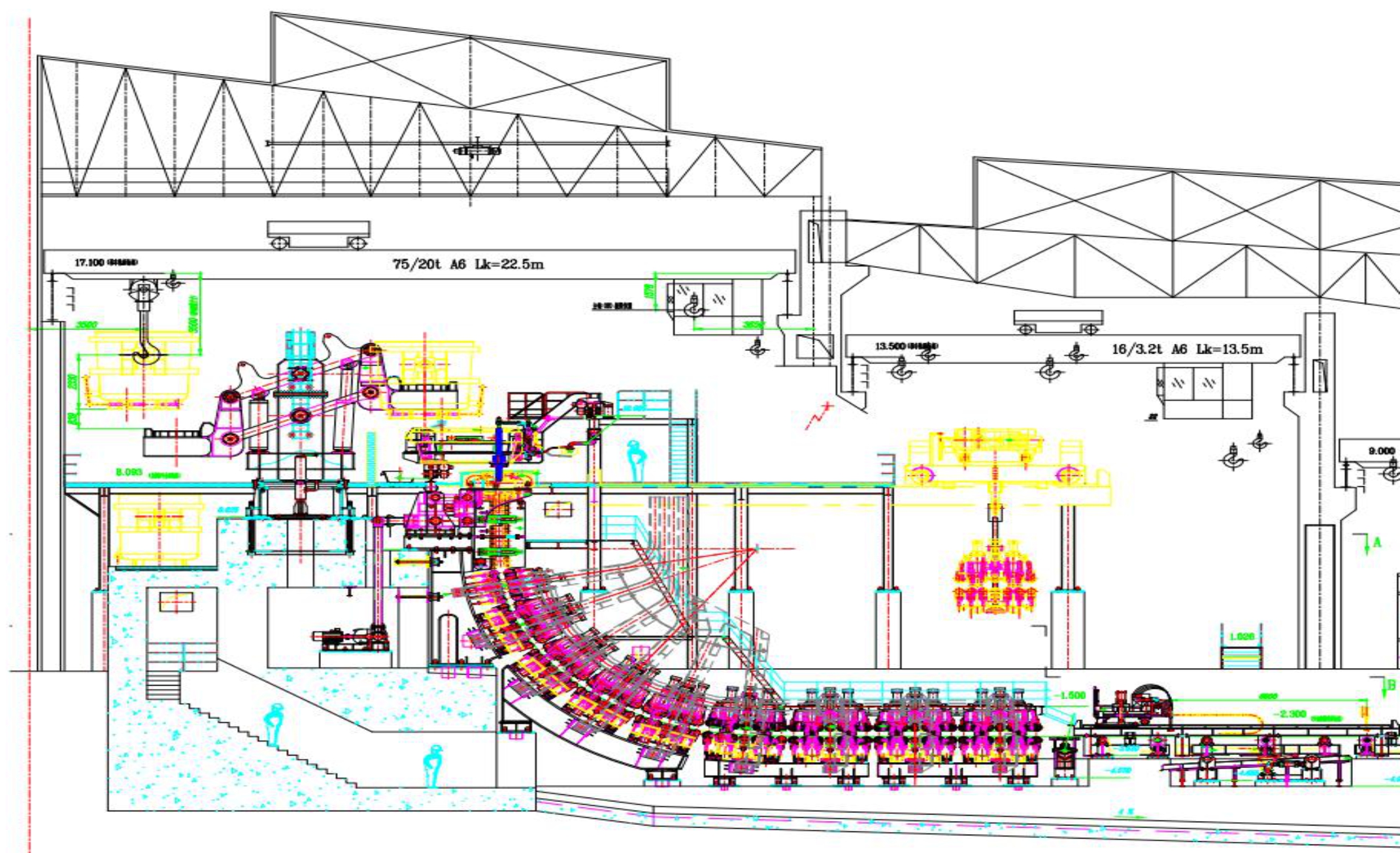 R8m- 220x1600mm 直弧形（立弯式）板坯连铸机